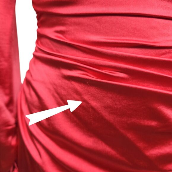 NWT A.L.C. Joss Ruched Asymmetric Satin Dress Size 0 Pink Barbiecore Long Sleeve - Picture 5 of 13